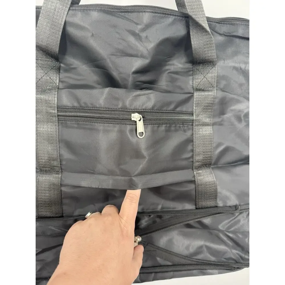 Expandable Travel Duffle Bag Carry On Black Lightweight With Pockets New